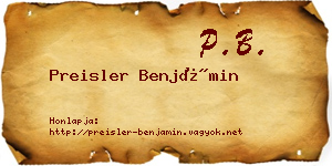 Preisler Benjámin névjegykártya